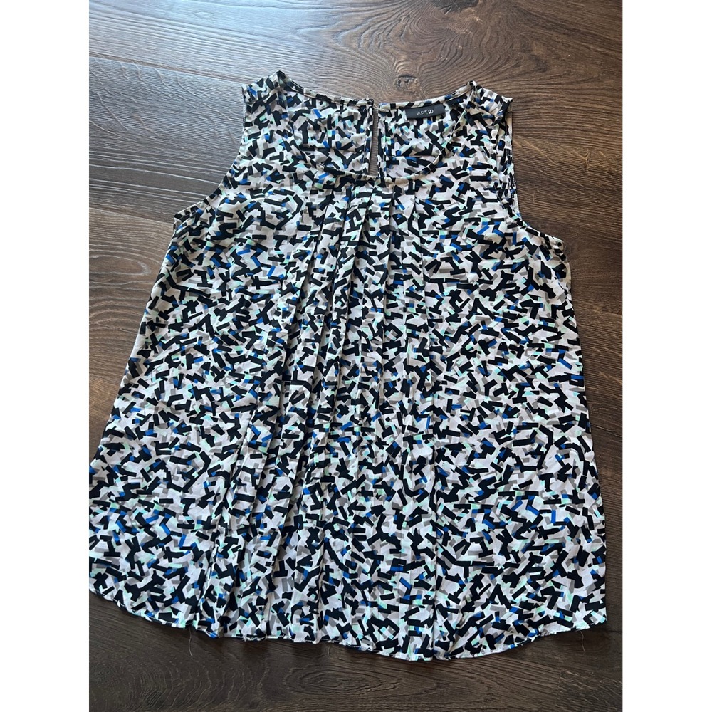 Apt. 9‎ Sleeveless Blouse Abstract Print Pleated Front Tank Top S